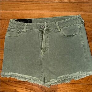 Armani Exchange Olive Frayed Jean Shorts